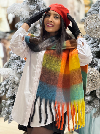 Esarfa in carouri cu franjuri [6]