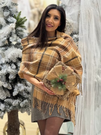 Accesorii de dama - Esarfa in carouri cu insertii sclipici