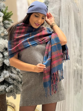 Accesorii de dama - Esarfa in carouri cu insertii sclipici