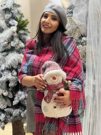 Noutati - Esarfa in carouri cu insertii sclipici