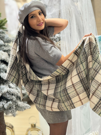 Esarfa in carouri cu insertii sclipici [3]