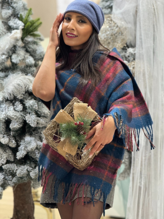 Esarfa in carouri cu insertii sclipici [2]