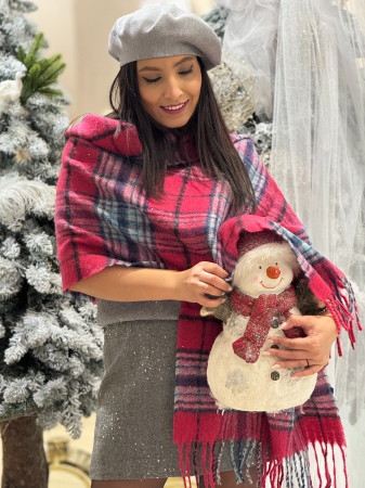 Esarfa in carouri cu insertii sclipici [2]