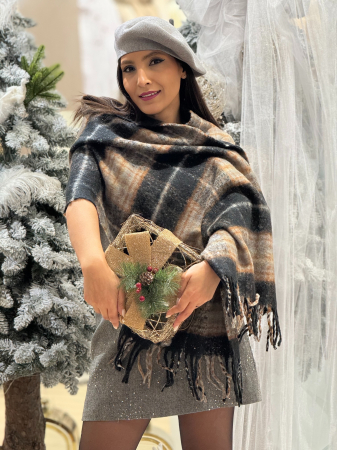 Esarfa in carouri cu insertii sclipici [2]