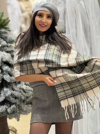 Accesorii de dama - Esarfa in carouri cu insertii sclipici