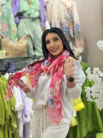 Accesorii de dama - Esarfa roz cu cercuri