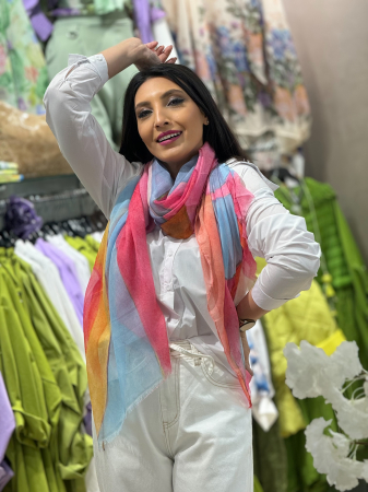 Accesorii de dama - Esarfa roz curcubeu