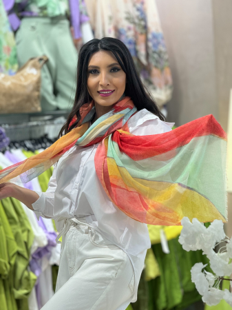 Accesorii de dama - Esarfa roșie  curcubeu