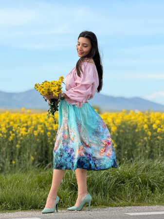 Fusta cu print picasso pe turcoaz [4]