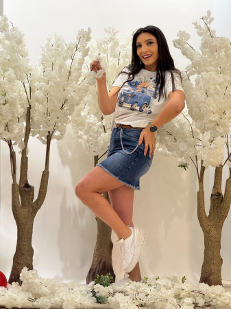 Fuste - Fusta din jeans cu curea maro