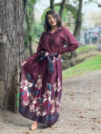 COLECTIA DE TOAMNA - Fusta in clos cu flori si detaliu funda