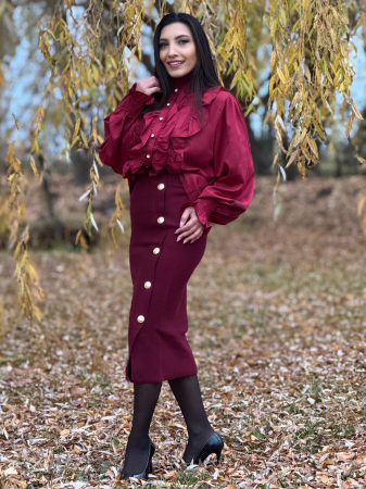 Fusta lunga tricotata cu nasturi decorativi [2]