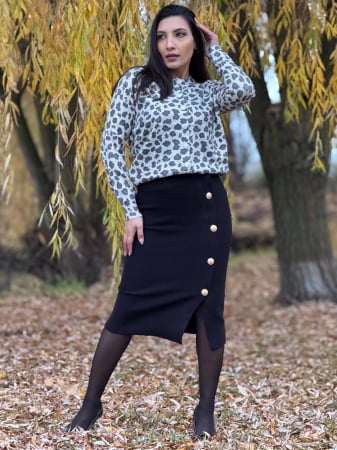 Fuste - Fusta lunga tricotata cu nasturi decorativi