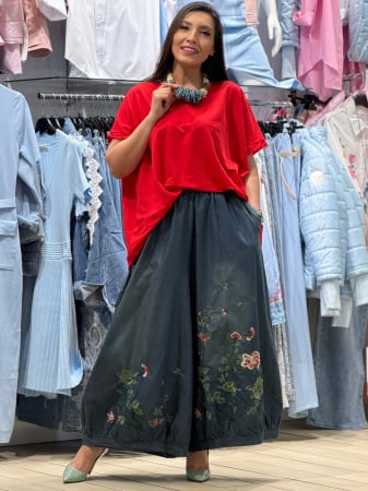 Imbracaminte de dama - Fusta pantalon cu  broderie