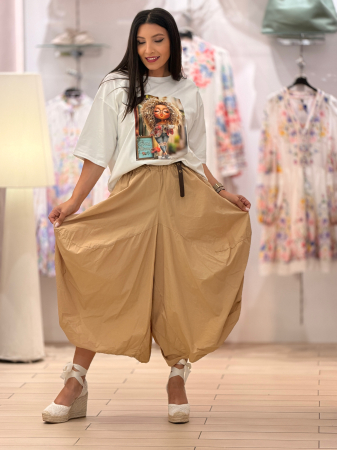 Fuste - Fusta pantalon din bumbac cu curea