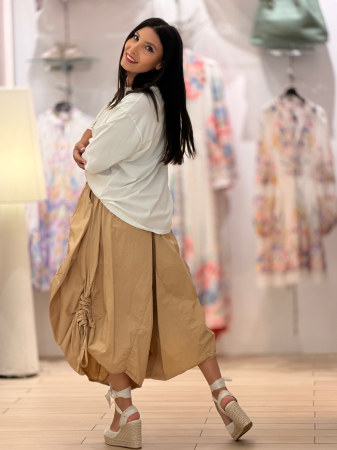Fusta pantalon din bumbac cu curea [3]