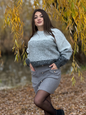 Fusta tricotata cu buzunare si nasturi decorativi [3]