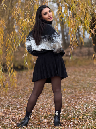 Fusta tricotata plisata cu curea in talie [3]