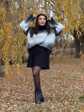 Fusta tricotata plisata cu curea in talie [1]