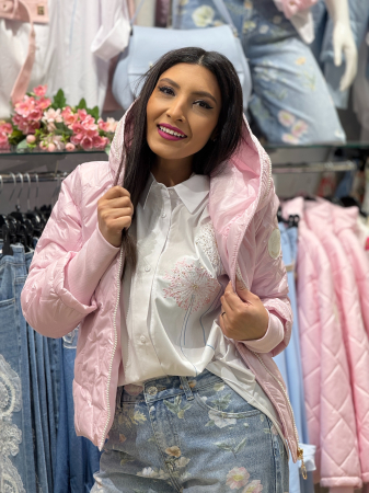 Geci si jachete - Geaca cu gluga si detaliu hello beauty