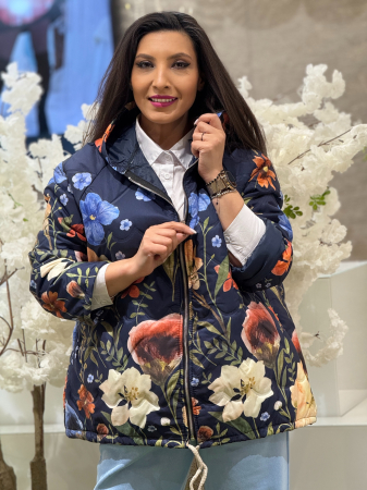 Geaca cu gluga si imprimeu flori [3]