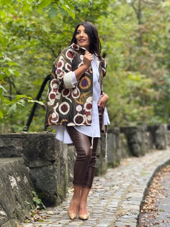 Noutati - Geaca cu gluga si imprimeu geometric multicolor