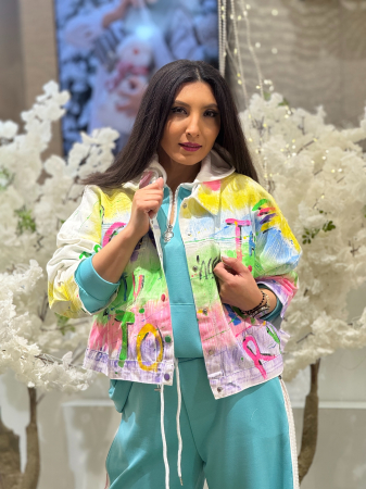 Geaca cu imprimeu artistic multicolor [1]