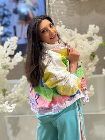 Geaca cu imprimeu artistic multicolor [3]