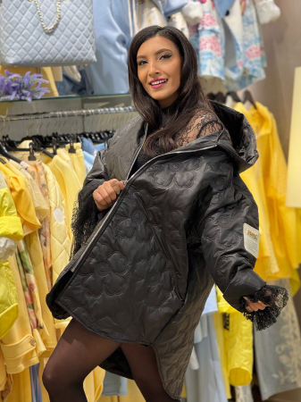 Geaca cu imprimeu floral si emblema pe maneca [4]