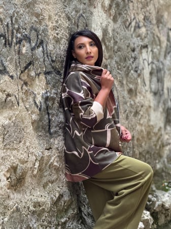 Geci si jachete - Geaca cu print geometric verde-maro