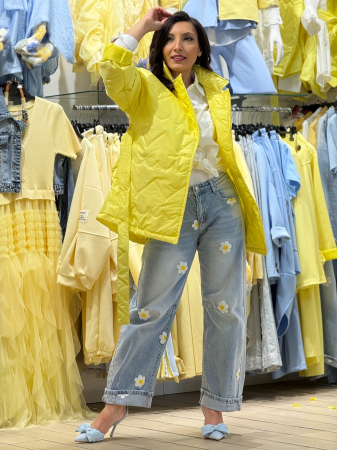 Geacă damă matlasată cu guler tip rever, croială petrecută și cordon în talie [4]