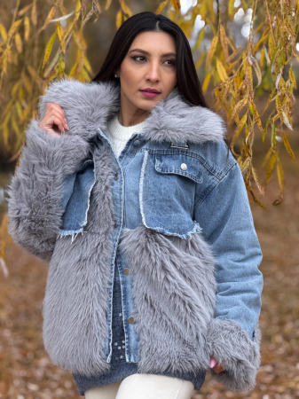 Geaca de blugi cu blana ecologica [3]