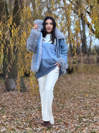 Geaca de blugi cu blana ecologica [7]