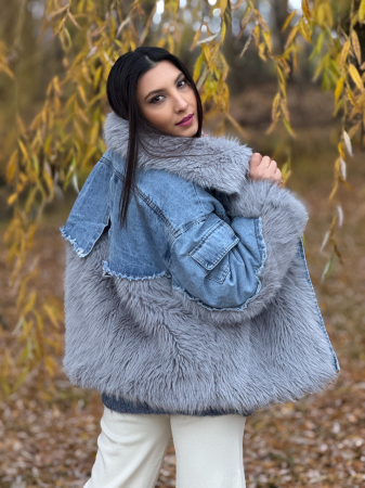 Geaca de blugi cu blana ecologica [4]