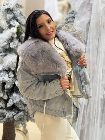 Geaca de jeans cu blana ecologica [3]