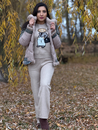 Geaca din fas cu detalii din jeans [4]