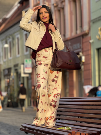 Geaca din piele ecologica cu guler tunica si buzunare aplicate [6]