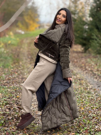 Geaca eleganta din blana si detalii din piele ecologica [8]