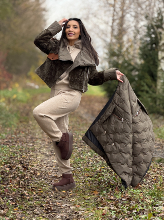 Geaca eleganta din blana si detalii din piele ecologica [6]