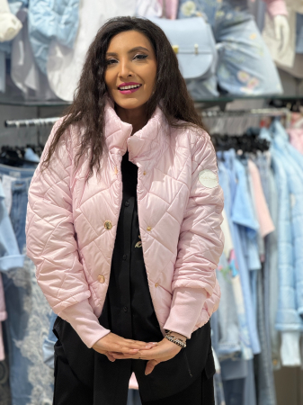 Geci si jachete - Geaca matlasata cu manseta la maneca si capse si elastic in talie