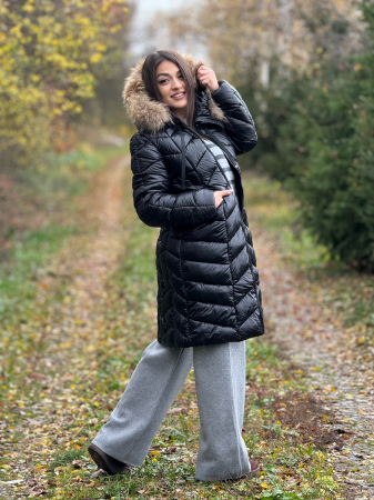 Geaca neagra cu blana naturala [3]