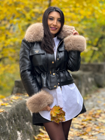Geci si jachete - Geaca neagra din piele eologica