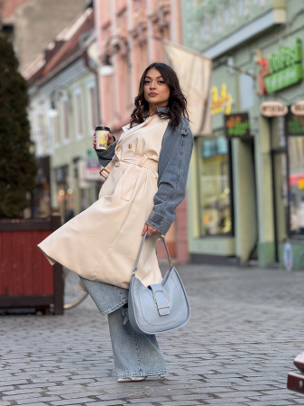 Genti - Geanta din piele naturala si clapeta metalica cu o toarta