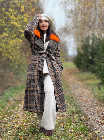 Haina din alpaca cu guler din blana naturala [1]