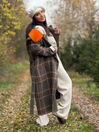 Haina din alpaca cu guler din blana naturala [5]