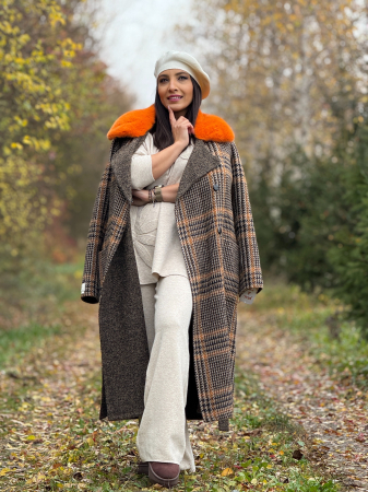 Haina din alpaca cu guler din blana naturala [6]