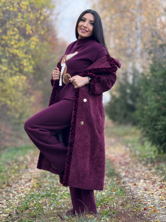 Haina din blana naturala si detalii animal print [6]