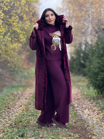 Haina din blana naturala si detalii animal print [5]