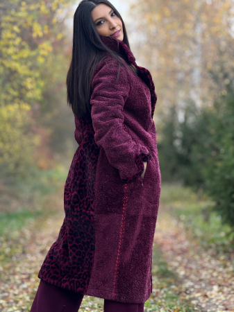 Haina din blana naturala si detalii animal print [3]