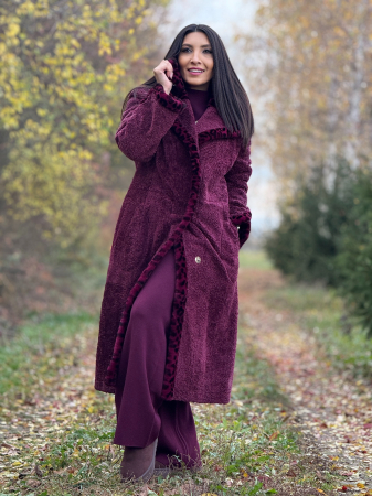 Haina din blana naturala si detalii animal print [2]